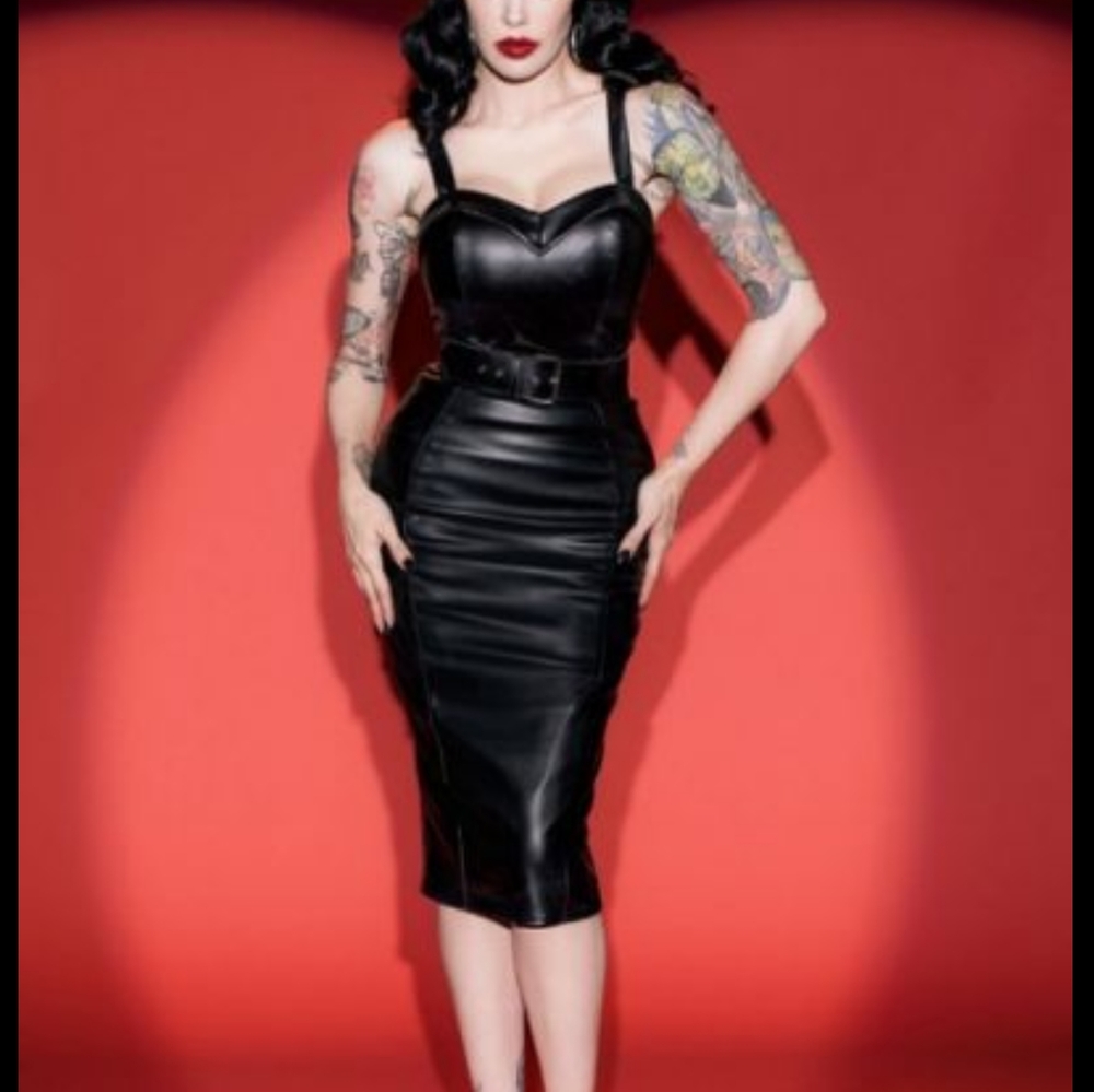 ISO pinup couture DEADLY DAMES LEATHER VAMP DRESS